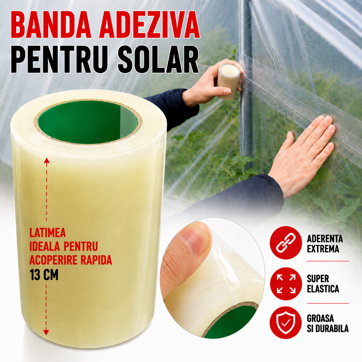 Banda adeziva reparatii folie solar 🌱