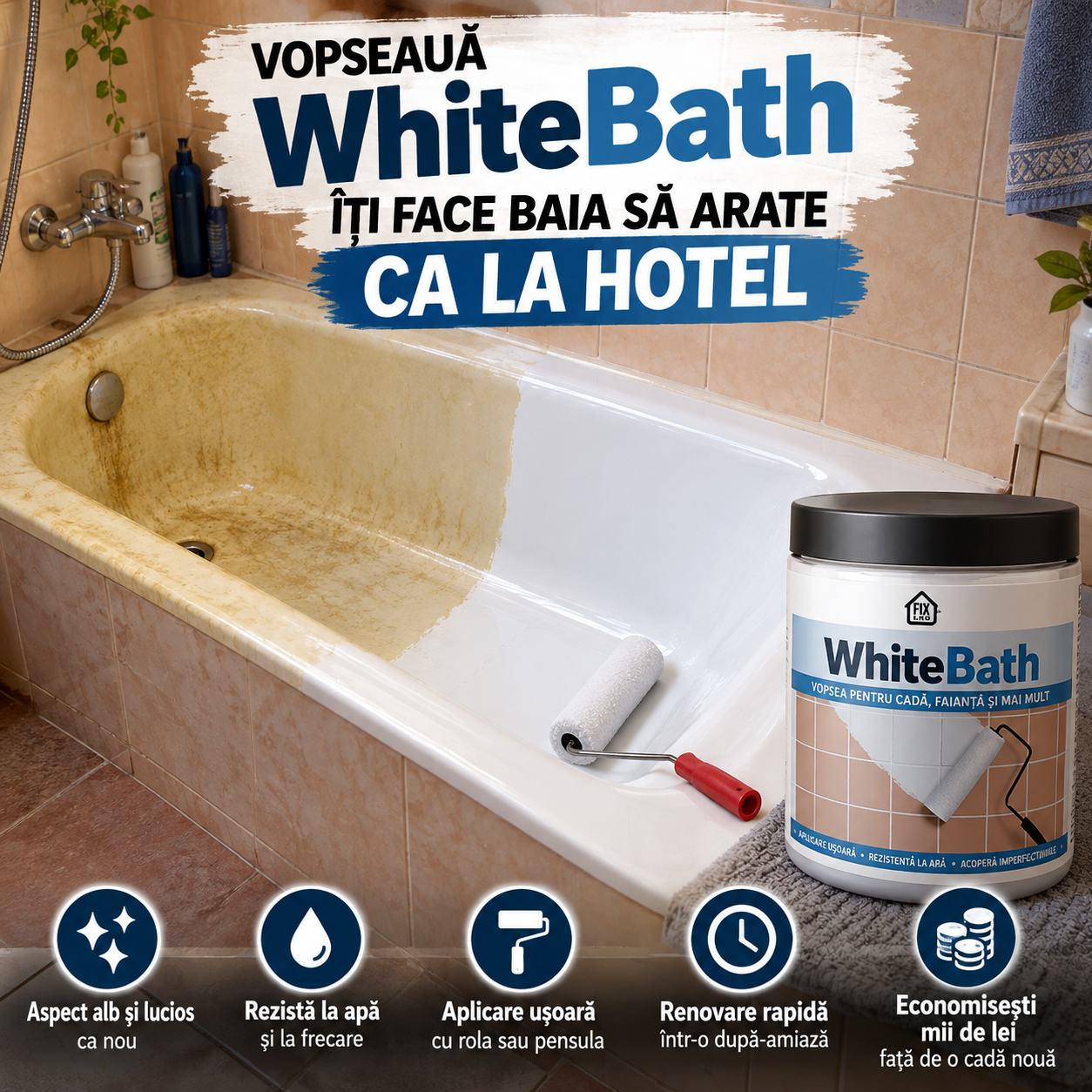 Vopsea universală pentru baie – WhiteBath